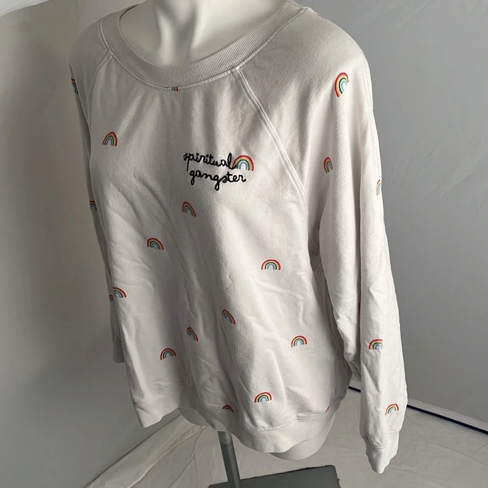 Spiritual Gangster Sig Gemma white multicolor rainbow sweatshirt